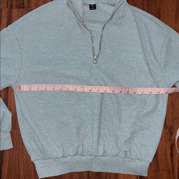 Emery Rose quarter zip cropped waffle sweater small grey cozy pullover - Picture 6 of 7